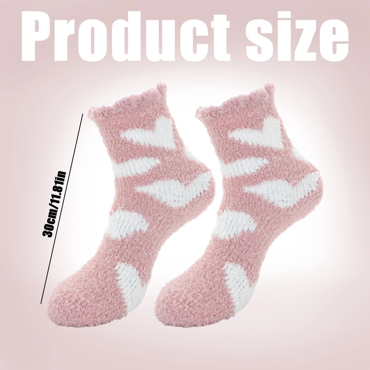 Носки ALLY-MAGIC Cuddly женские, пушистые носки из кораллового флиса, зимние носки, теплые эластичные носки для сна, домашние носки для зимы, рождественские (узор сердце), фото №2