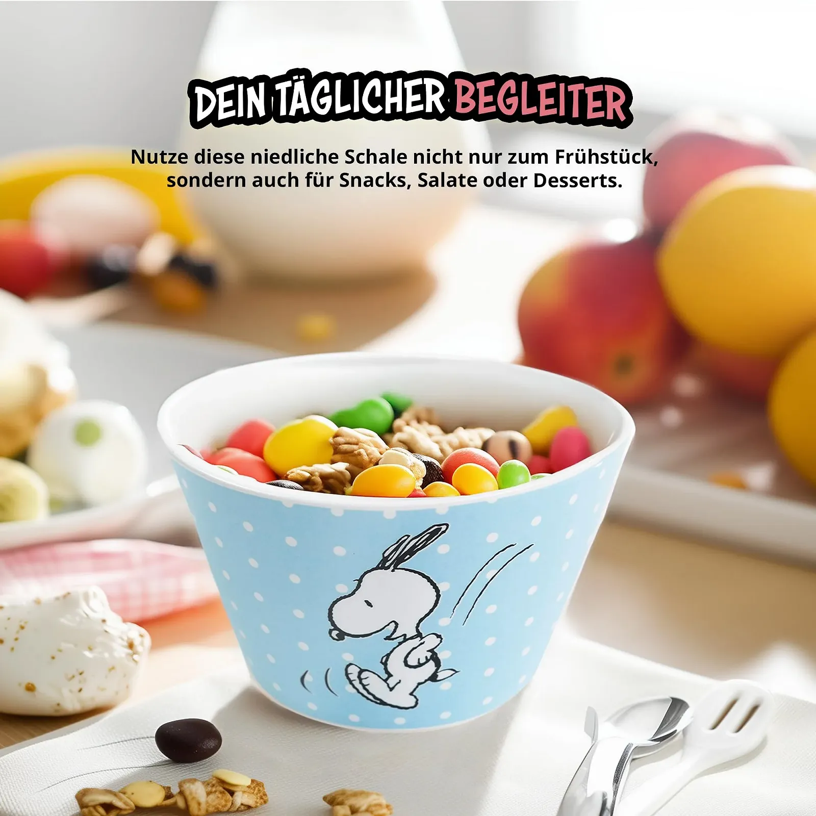 Миска United Labels The Peanuts Snoopy 500 мл, синяя в горошек, фото №3