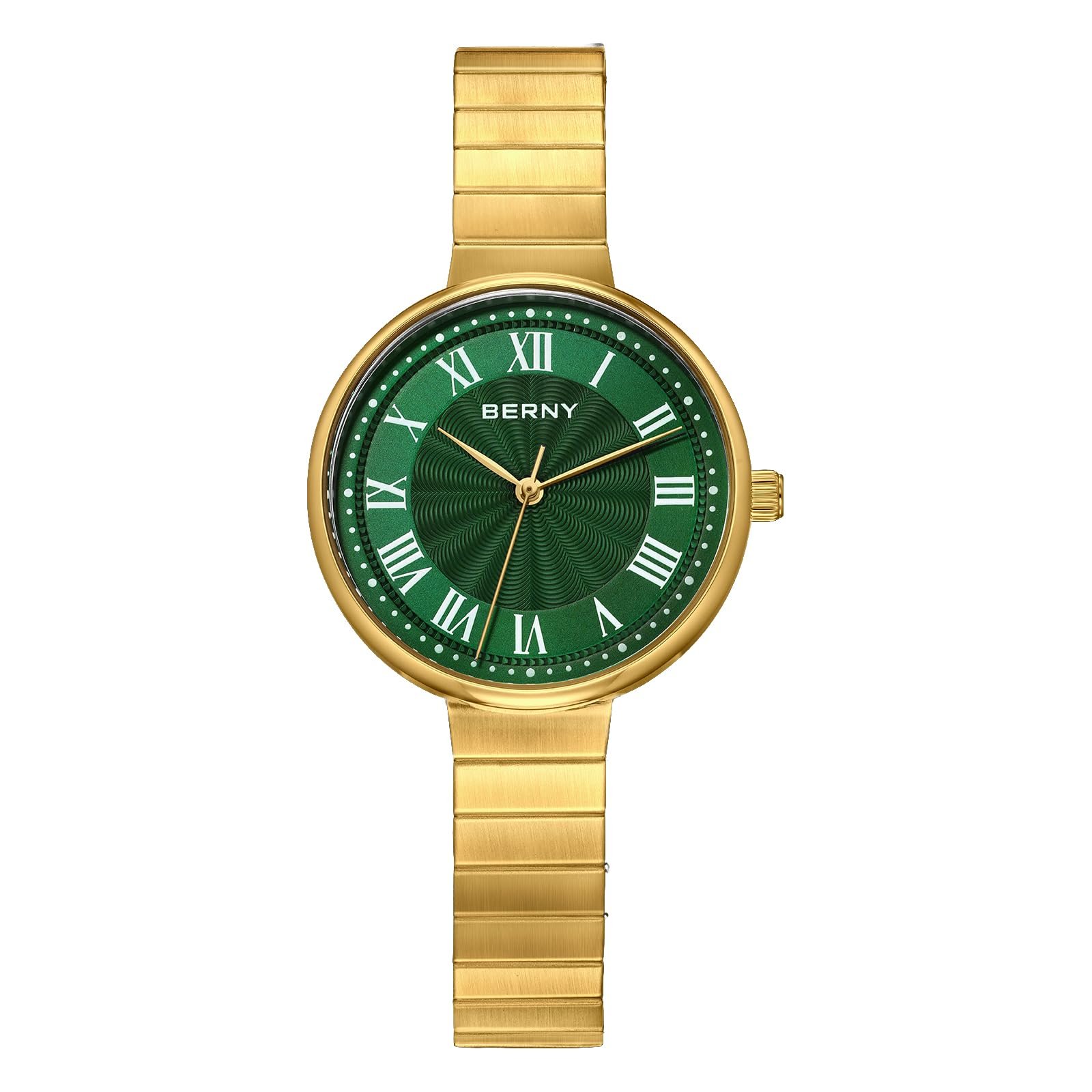 Женские наручные часы BERNY Золотые Винтажные часы для женщин Аналоговые кварцевые часы с полностью нержавеющим расширяющимся браслетом 3ATM Водонепроницаемые с римскими цифрами, фото №9 Женские наручные часы BERNY Золотые Винтажные часы для женщин Аналоговые кварцевые часы с полностью нержавеющим расширяющимся браслетом 3ATM Водонепроницаемые с римскими цифрами, фото №9
