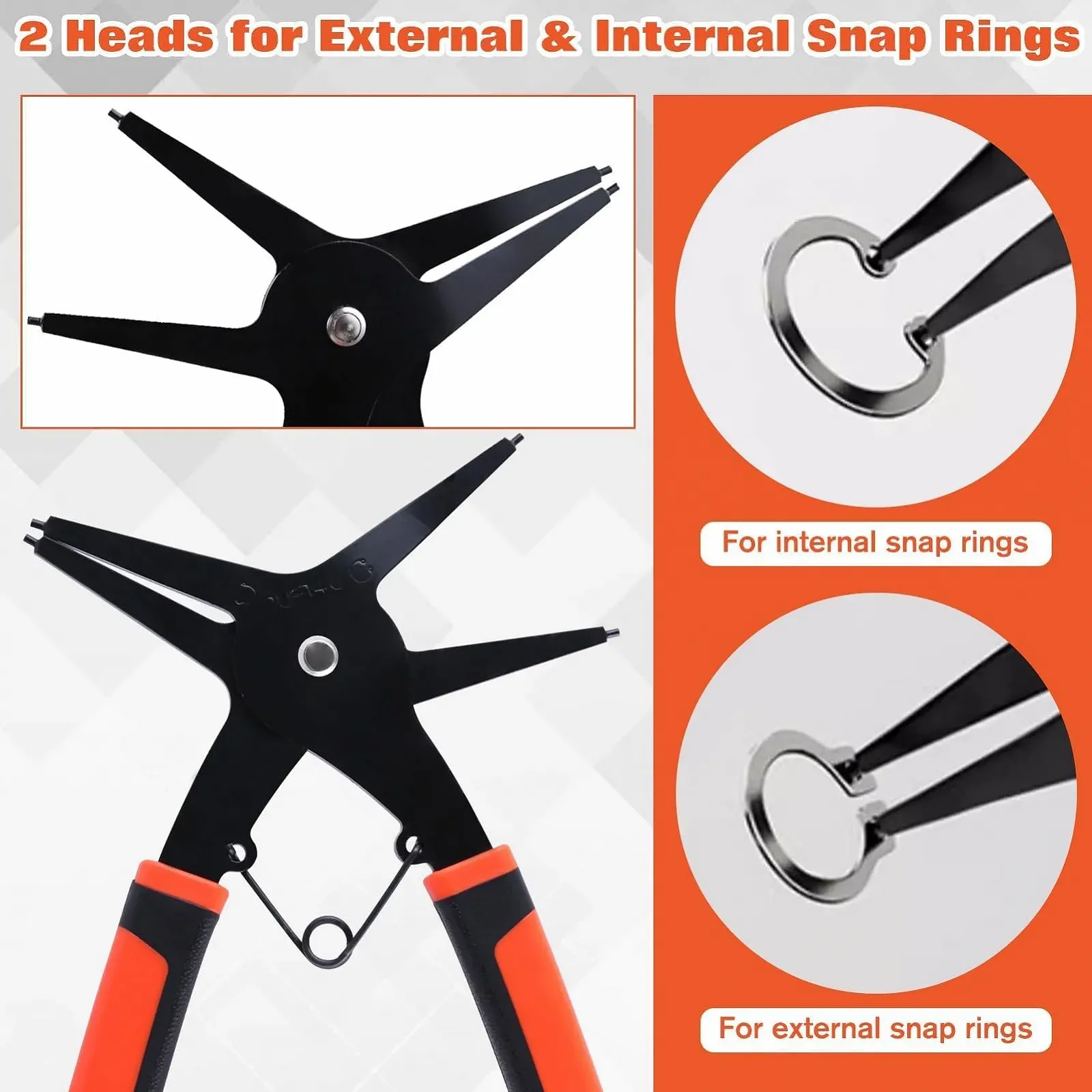 Плоскогубцы для стопорных колец 2 в 1 LEONTOOL, внутренние/наружные, прямые, для стопорных колец диаметром 10 мм - 140 мм, двойного назначения, для C-образных зажимов, фото №3 Плоскогубцы для стопорных колец 2 в 1 LEONTOOL, внутренние/наружные, прямые, для стопорных колец диаметром 10 мм - 140 мм, двойного назначения, для C-образных зажимов, фото №3