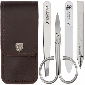 Купить Набор для маникюра DREI SCHWERTER Nostalgia 4 предмета, коричневый кожаный чехол - Фото 1 Набор для маникюра DREI SCHWERTER Nostalgia 4 предмета, коричневый кожаный чехол - Фото 1