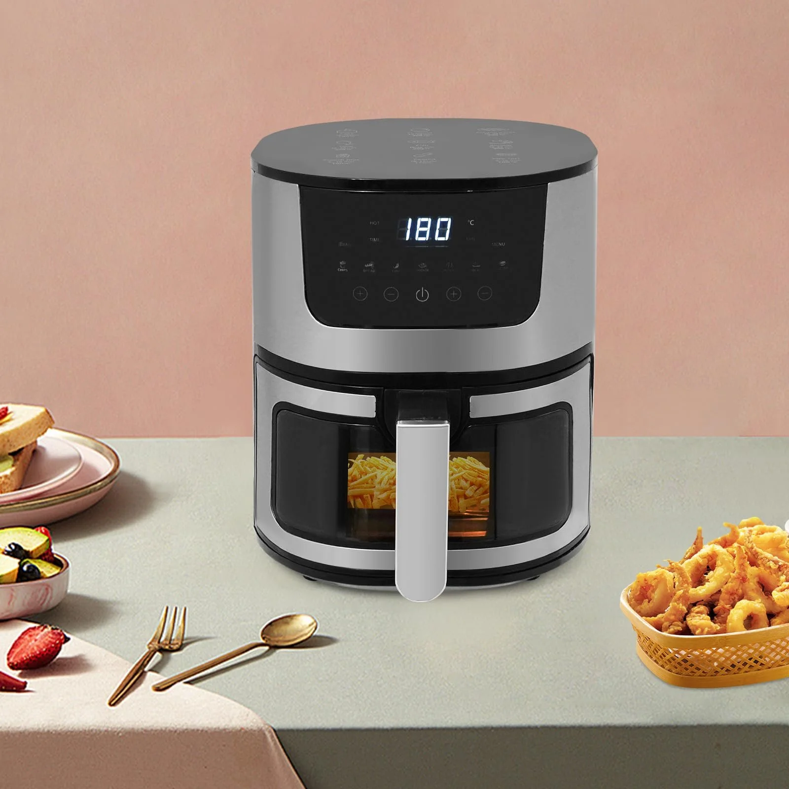 Мультипіч Digital Hot Air Fryer 7L Family Size сенсорний дисплей 9 програм чорна, фото №6 Мультипіч Digital Hot Air Fryer 7L Family Size сенсорний дисплей 9 програм чорна, фото №6