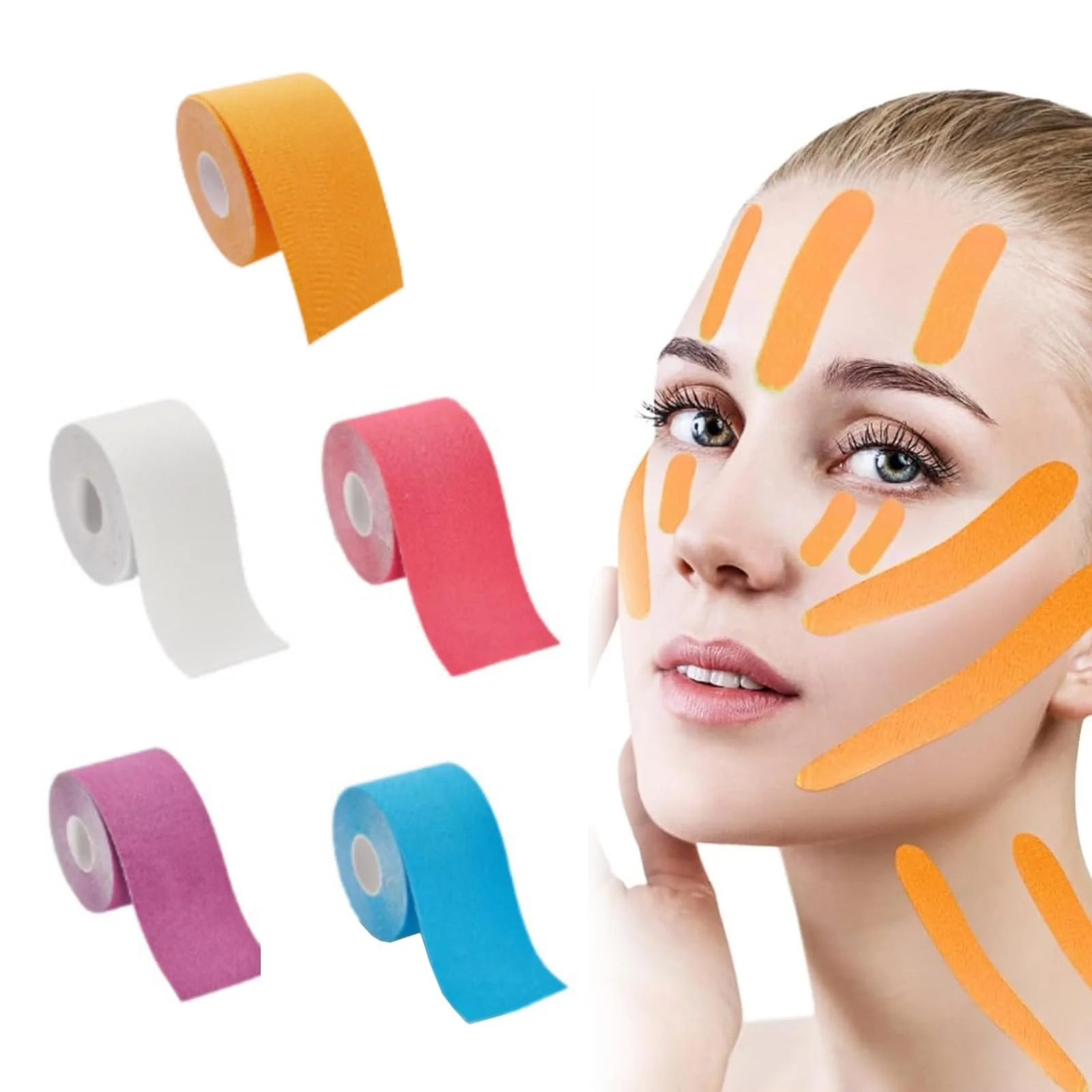 Тейп для обличчя Landrain 2,5 см x 5 м 5 шт. Фіолетовий, Червоний, Помаранчевий, Синій, Білий, фото №1 Тейп для обличчя Landrain 2,5 см x 5 м 5 шт. Фіолетовий, Червоний, Помаранчевий, Синій, Білий, фото №1