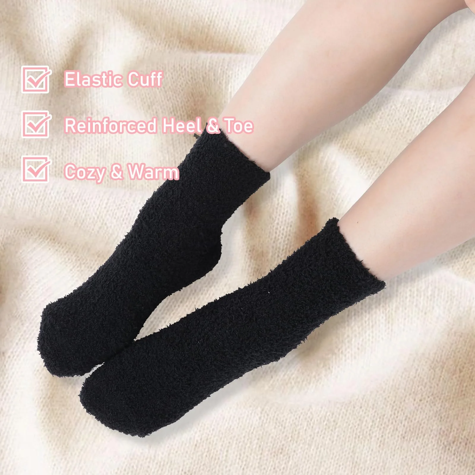 Носки Abeillo, 5 пар, тёплые носки из кораллового флиса, зимние носки, эластичные носки для сна, домашние носки для зимы, рождественские, фото №6