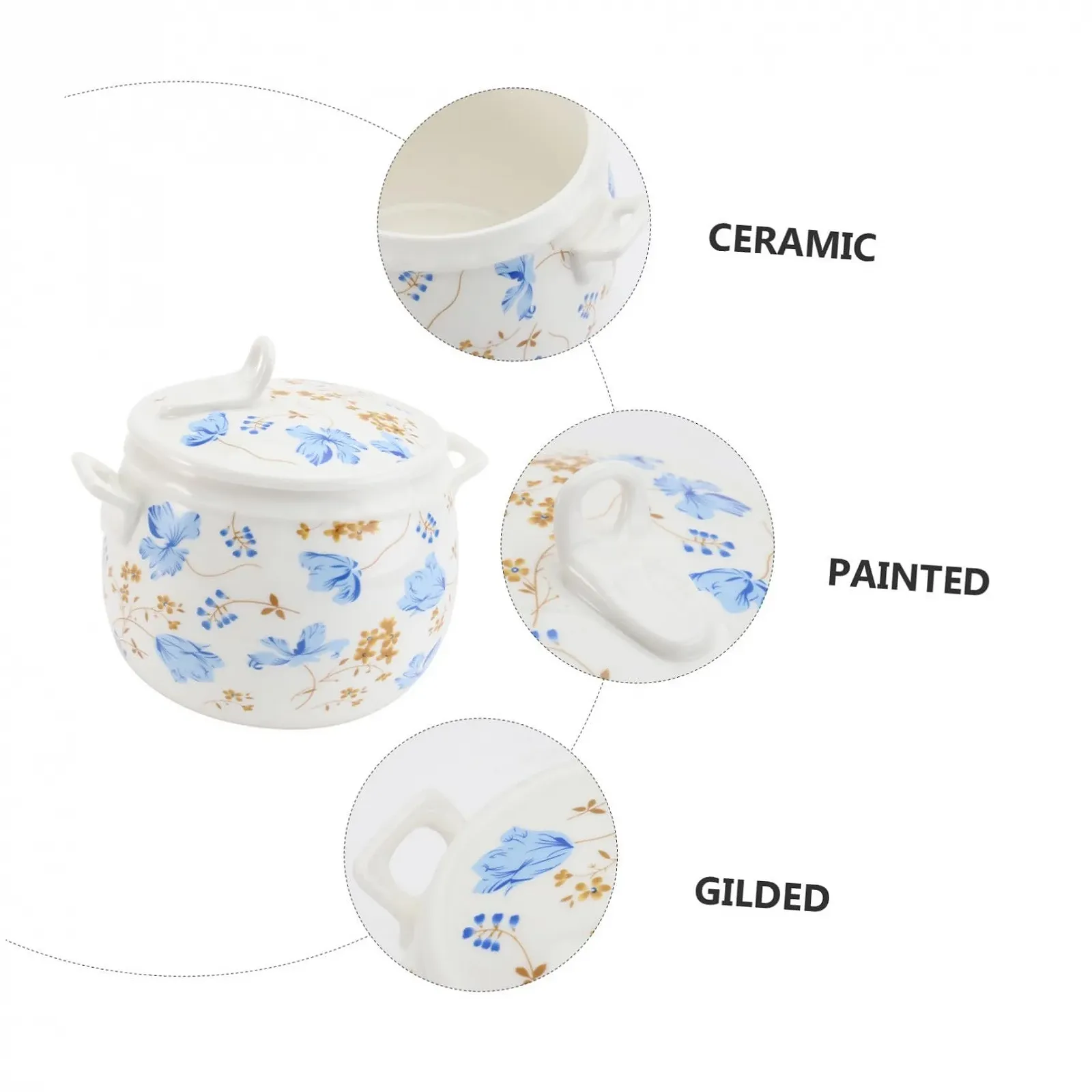 Кастрюля-жаровня керамическая Orchid Design с крышкой термостойкая с позолоченным узором, фото №9