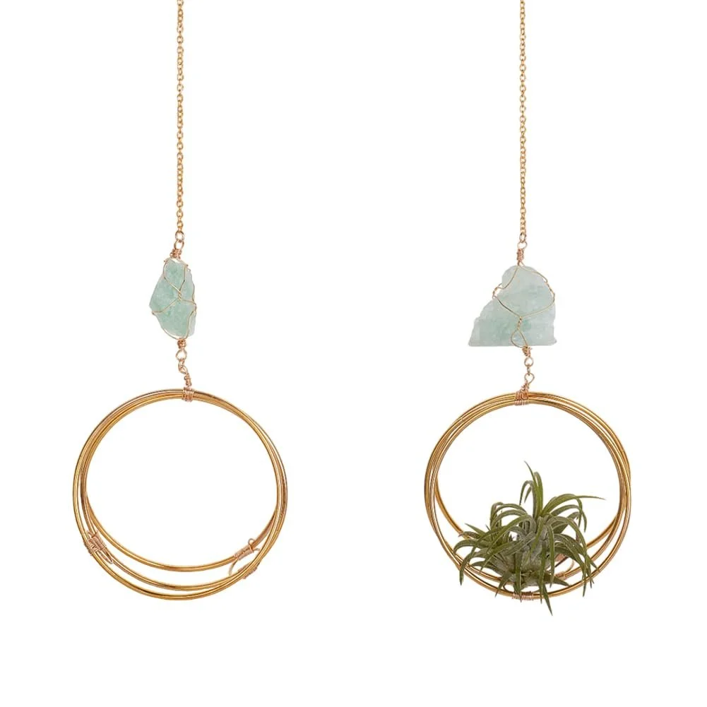 Підвіси для повітряних рослин OLYCRAFT Металеві Золотисті з флюоритом 2 шт., фото №1 Підвіси для повітряних рослин OLYCRAFT Металеві Золотисті з флюоритом 2 шт., фото №1