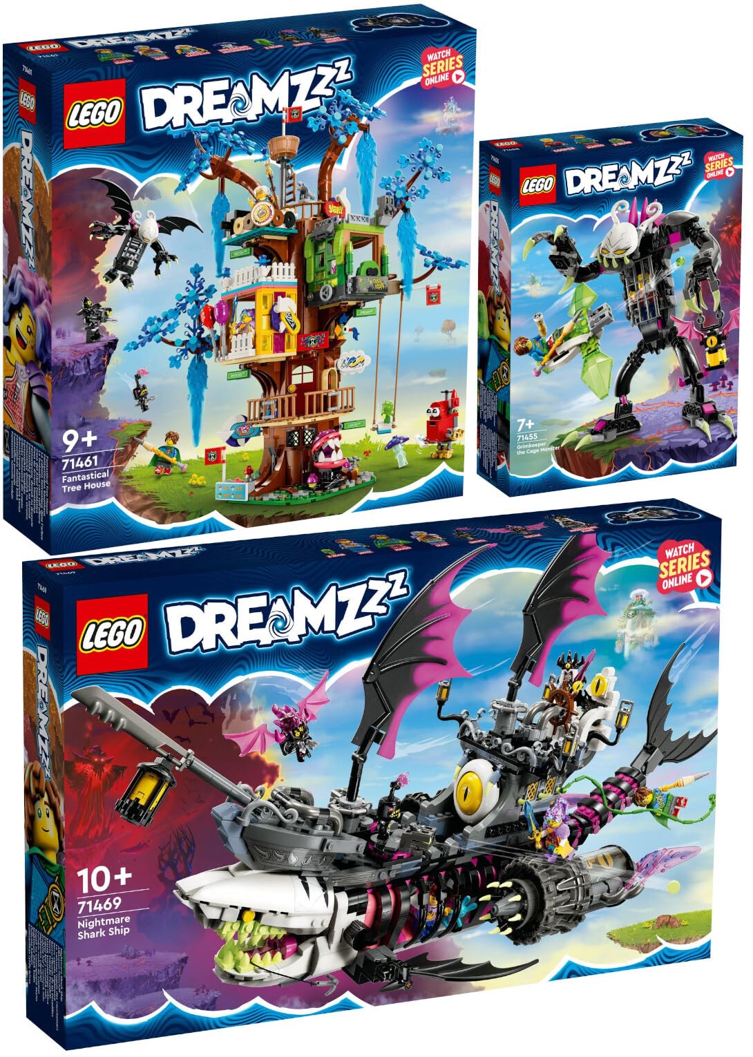 Lego DreamZzz 71469 Корабель Кошмарного Акули, 71461 Фантастичний Будинок на Дереві та 71455 Ельбвардер, фото №1
