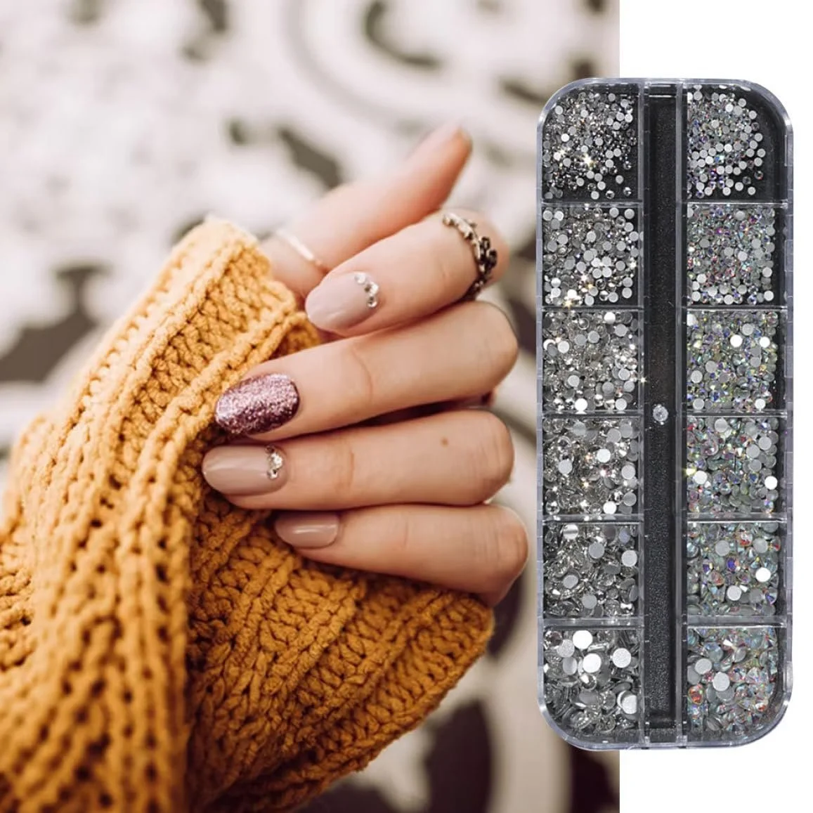 Стразы для ногтей круглые плоские Разные кристаллы для самодельных поделок 1 коробка, фото №6