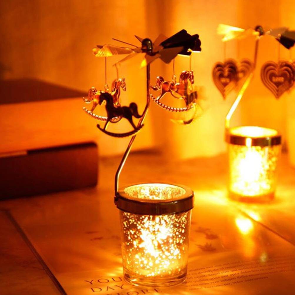 Подсвечник SOLUSTRE Metal Rotating Candle Holder Carousel Candles Рождественский Tea Light Holder, фото №5