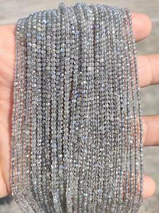 Натуральный лабрадорит, круглые граненые бусины 2-2,5 мм, нить длиной 33 см бусины из драгоценных камней для ожерелья и браслета - Фото 1