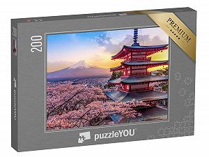 Купить Пазл puzzleYOU Цветение сакуры на горе Фудзи и пагода Чурейто на закате, Япония 200 элементов - Фото 1 Пазл puzzleYOU Цветение сакуры на горе Фудзи и пагода Чурейто на закате, Япония 200 элементов - Фото 1