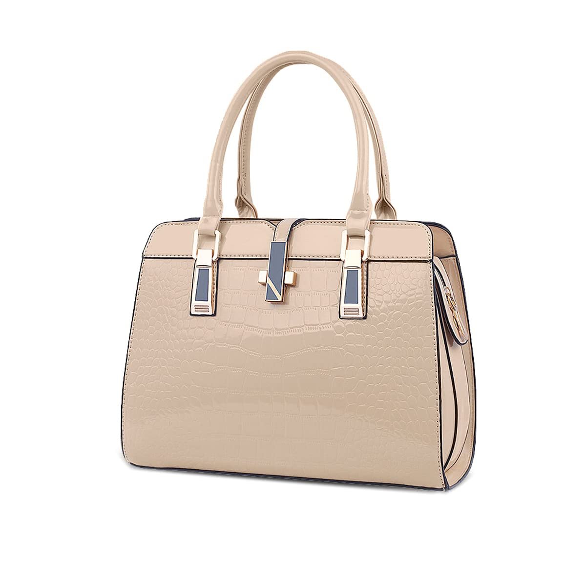 Сумка Nicole&Doris женская с ручками сверху, лакированная, кожаная, модель L, цвет хаки, фото №1