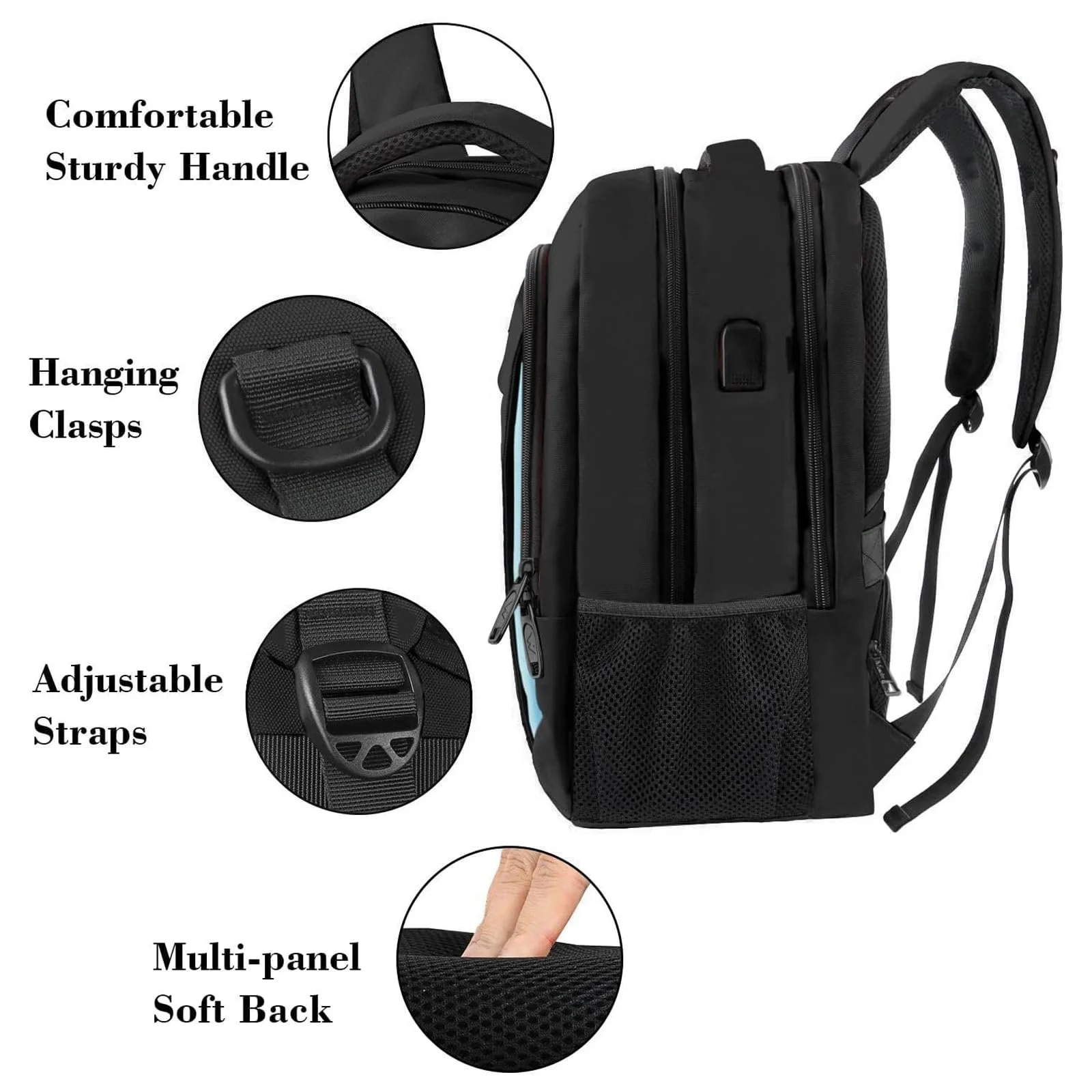 Рюкзак для ноутбука MATEIN Business 17.3 дюйма с USB Blue Black, фото №5 Рюкзак для ноутбука MATEIN Business 17.3 дюйма с USB Blue Black, фото №5