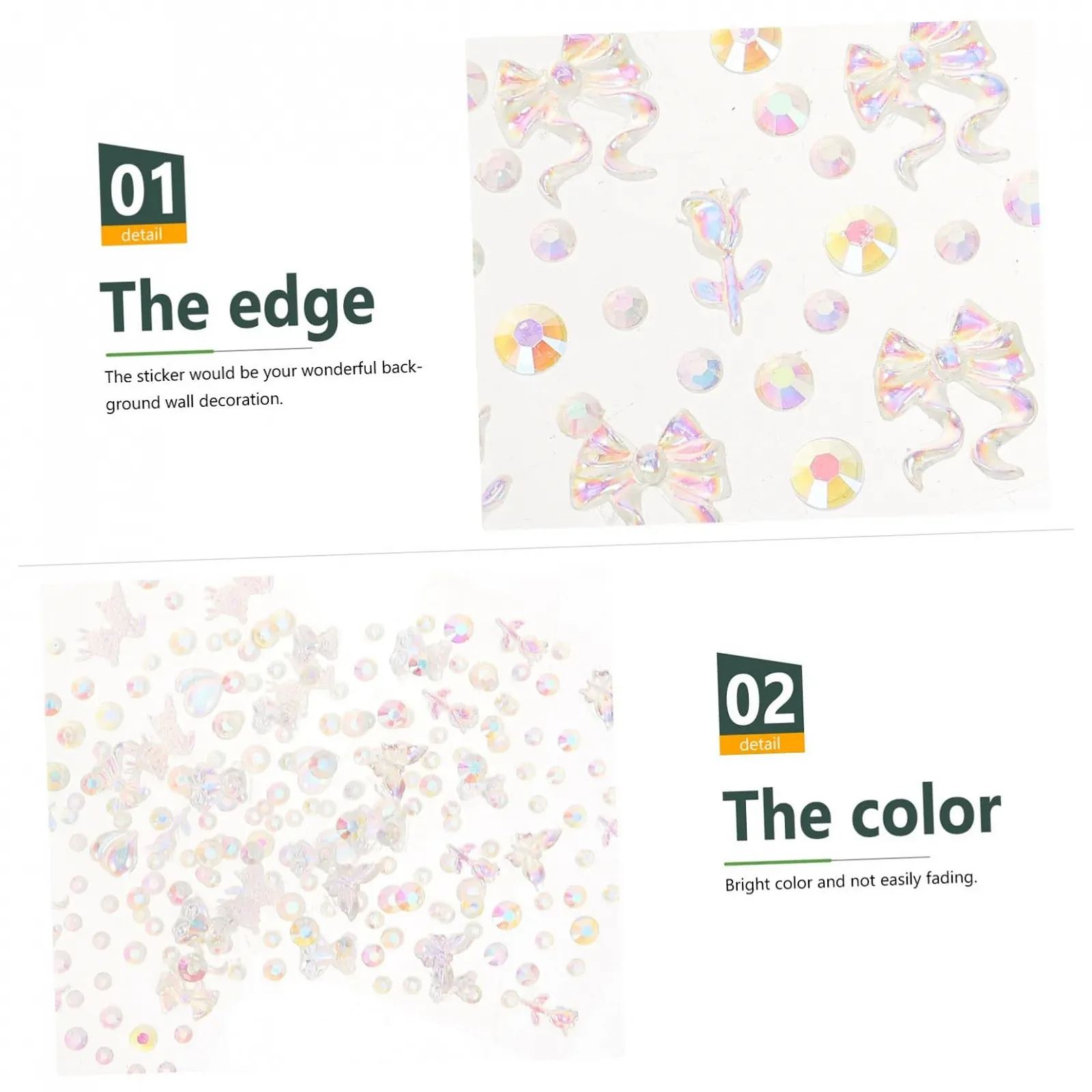 Наклейки со стразами 4 листа, подвески для ногтей, набор страз для ногтей Gemuse, пластиковые стразы, фото №9