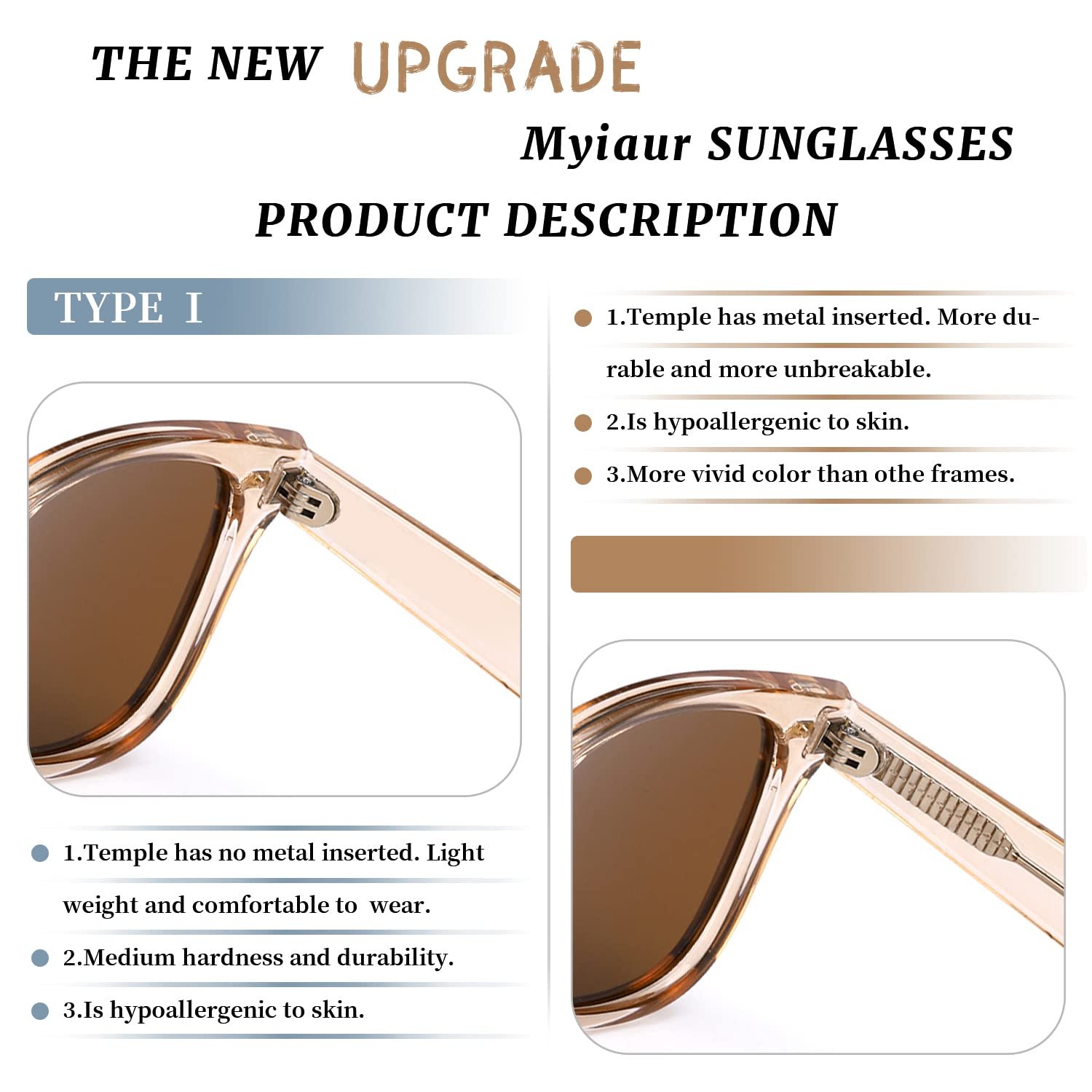 Класичні сонцезахисні окуляри Myiaur для жінок Поляризовані Антиблікові UV400, фото №4