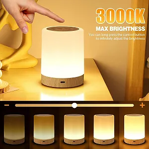 Нічний світильник настільна лампа LED сенсорна з регулюванням яскравості 13 кольорів 3 режими USB акумуляторна з пультом дистанційного керування бездротова з таймером та функцією пам'яті synthetic.ua - Фото 1