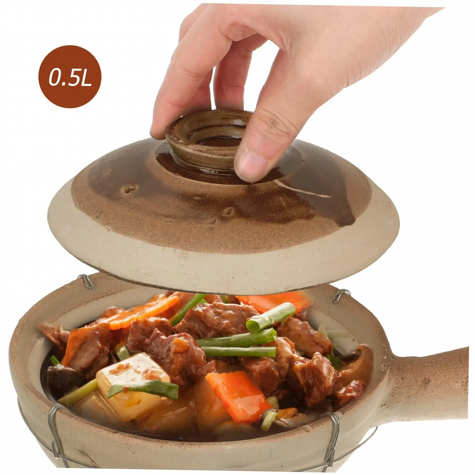 Кастрюля Stone Pot Керамическая с ручкой Термостойкая для супа и риса, фото №6