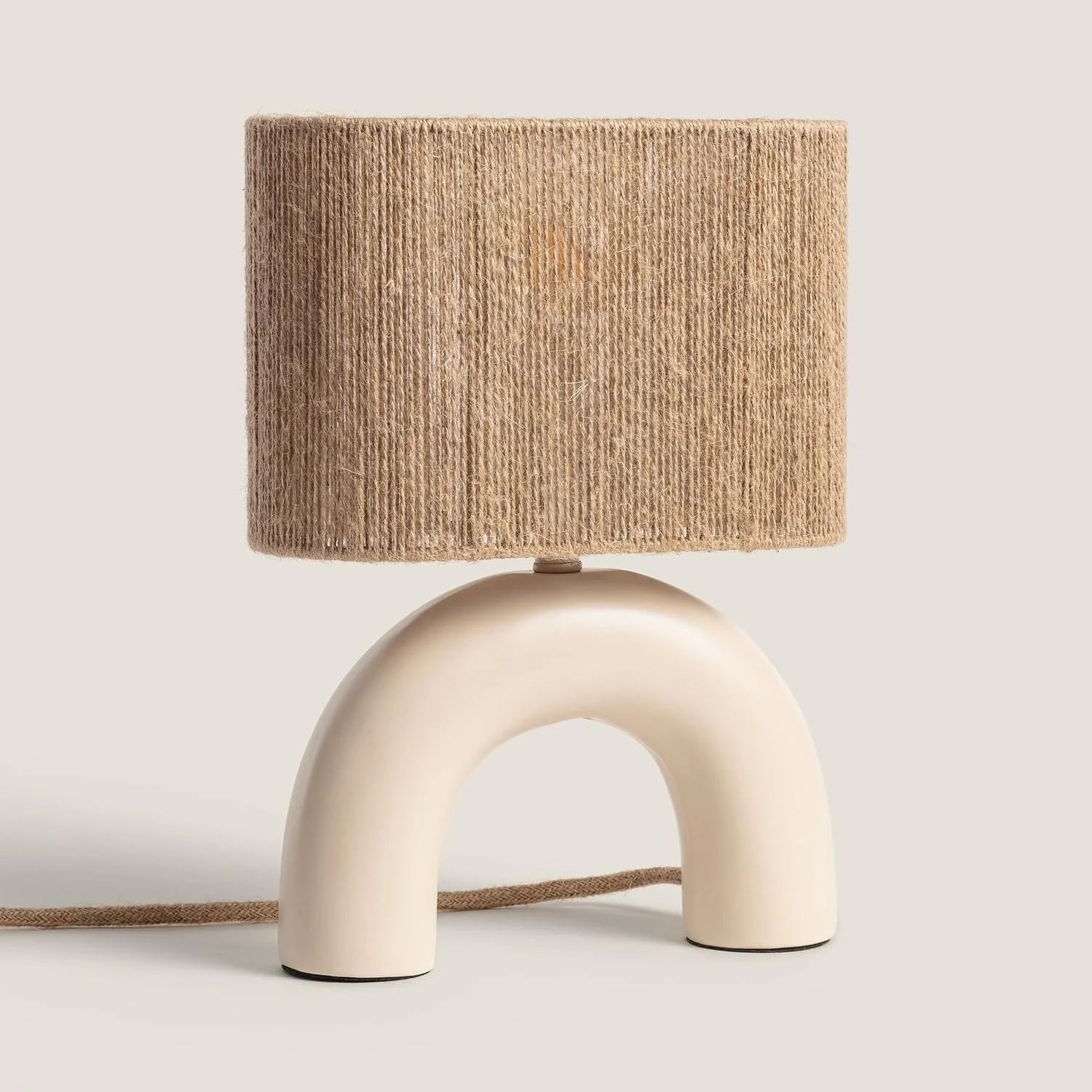 Настільна світлодіодна лампа LEDKIA LIGHTING Callie кераміка та натуральна мотузка бежевий E27, фото №3