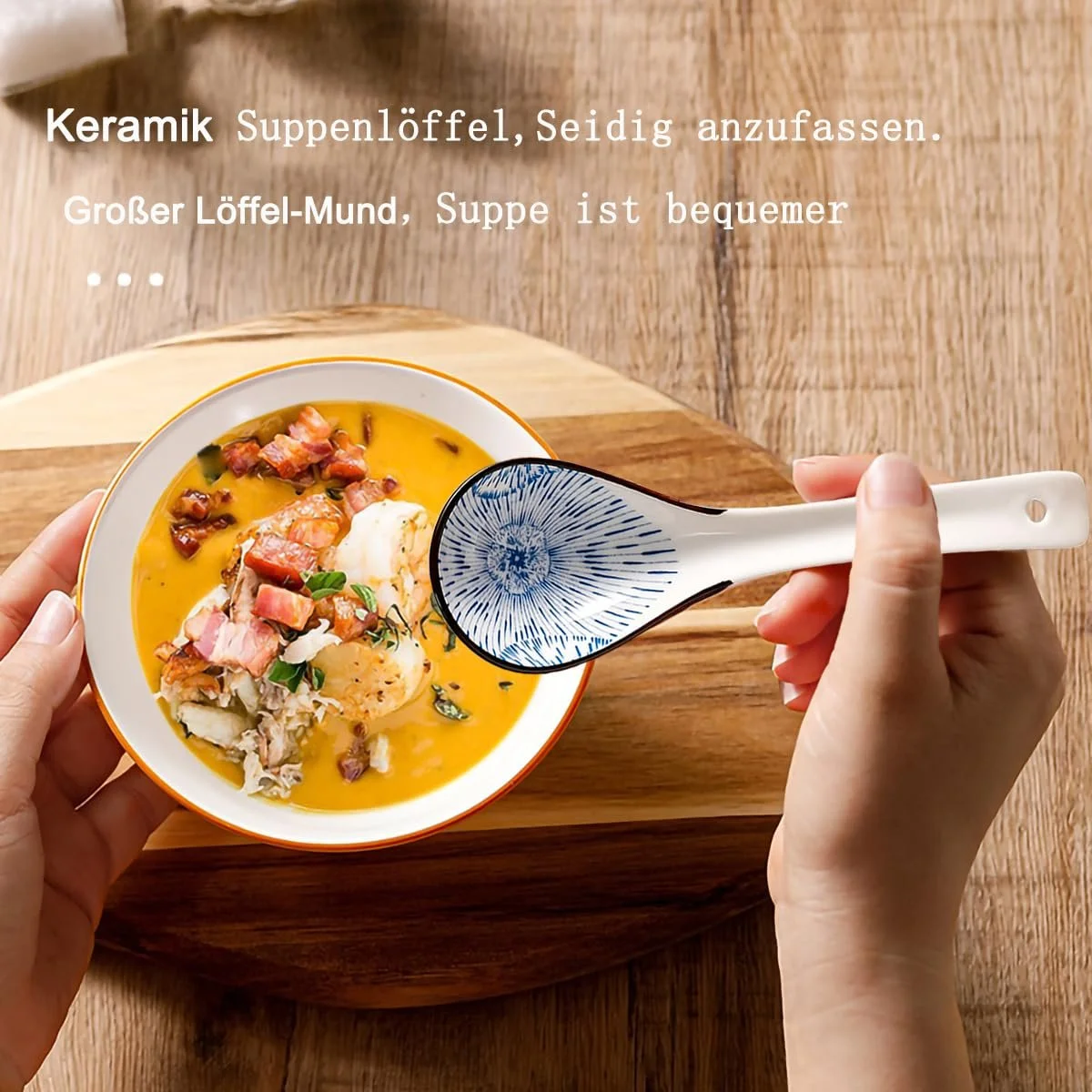 Ложка керамічна Asian для супу з довгою ручкою для пельменів, рисової локшини, фото №6