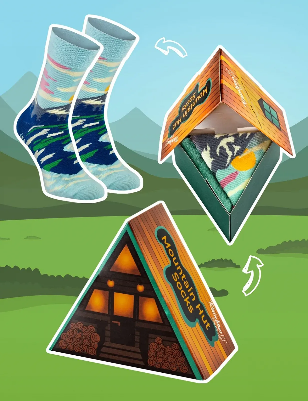 Шкарпетки Унісекс Кольорові Rainbow Socks Mountain Hut - 1 пара, фото №2 Шкарпетки Унісекс Кольорові Rainbow Socks Mountain Hut - 1 пара, фото №2