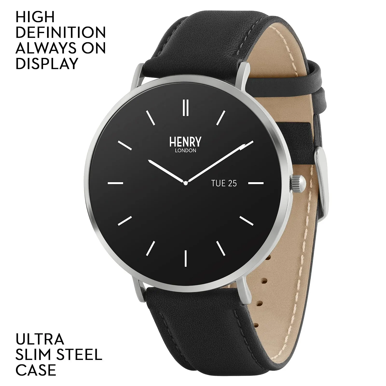 Цифровые часы Henry London Modern HLS65-0009, черный, с кожаным ремешком, фото №2 Цифровые часы Henry London Modern HLS65-0009, черный, с кожаным ремешком, фото №2