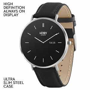Цифровые часы Henry London Modern HLS65-0009, черный, с кожаным ремешком synthetic.ua - Фото 1