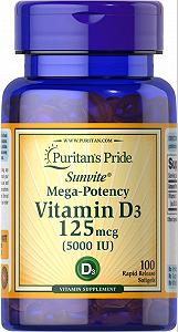 Витамин D3 Puritan's Pride Vitamin 5000iu 100 Softgels - Фото 1