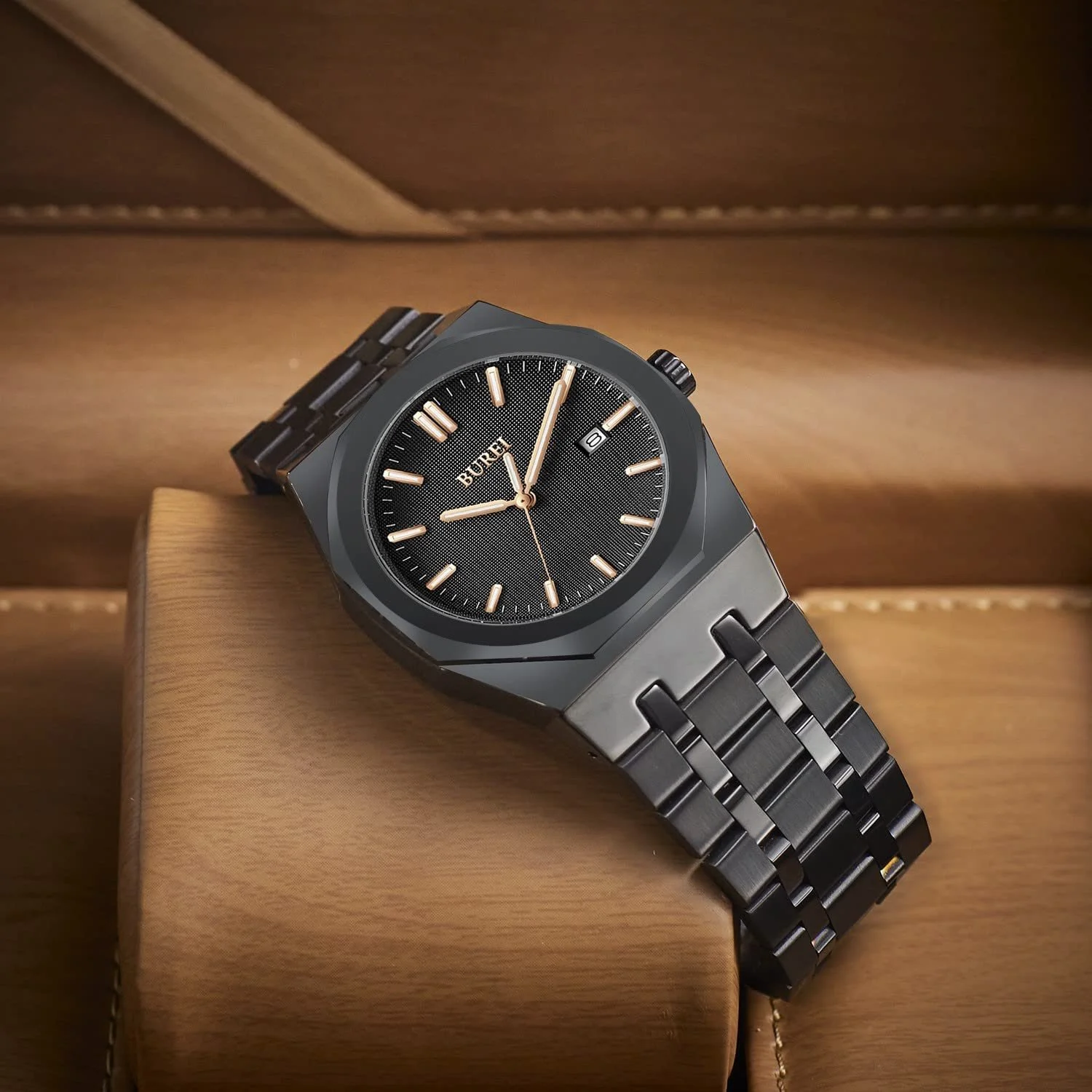 Часы BUREI Мужские, 30M, Водонепроницаемые, Серебристые, Аналоговые, Кварцевые, с Датой, фото №4 Часы BUREI Мужские, 30M, Водонепроницаемые, Серебристые, Аналоговые, Кварцевые, с Датой, фото №4