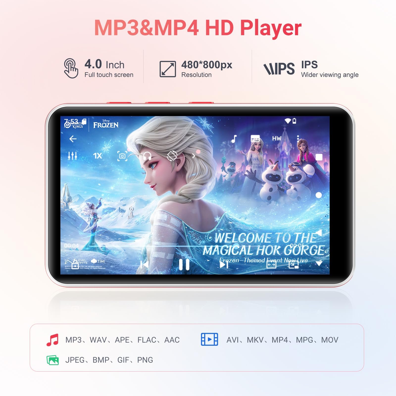 MP3 плеер Oilsky с Bluetooth и WiFi, Android 13.0, 4GB RAM, 4.0-дюймовый HD MP4 плеер с сенсорным экраном и динамиком, 192GB, черный, фото №4