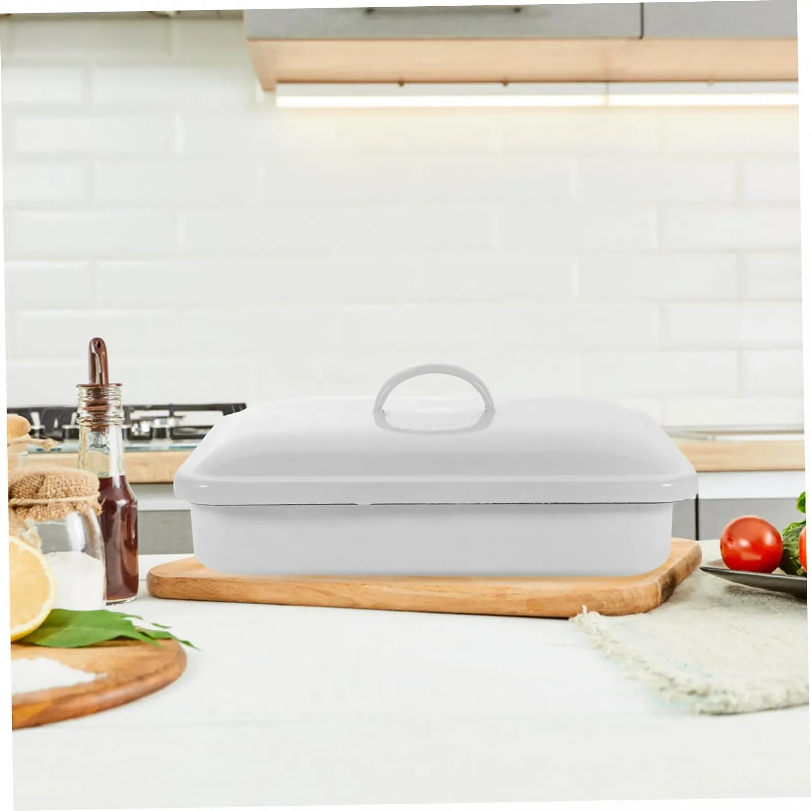 Емальоване деко з кришкою Термостійке Зносостійке Стійке до подряпин Біле, фото №6 Емальоване деко з кришкою Термостійке Зносостійке Стійке до подряпин Біле, фото №6