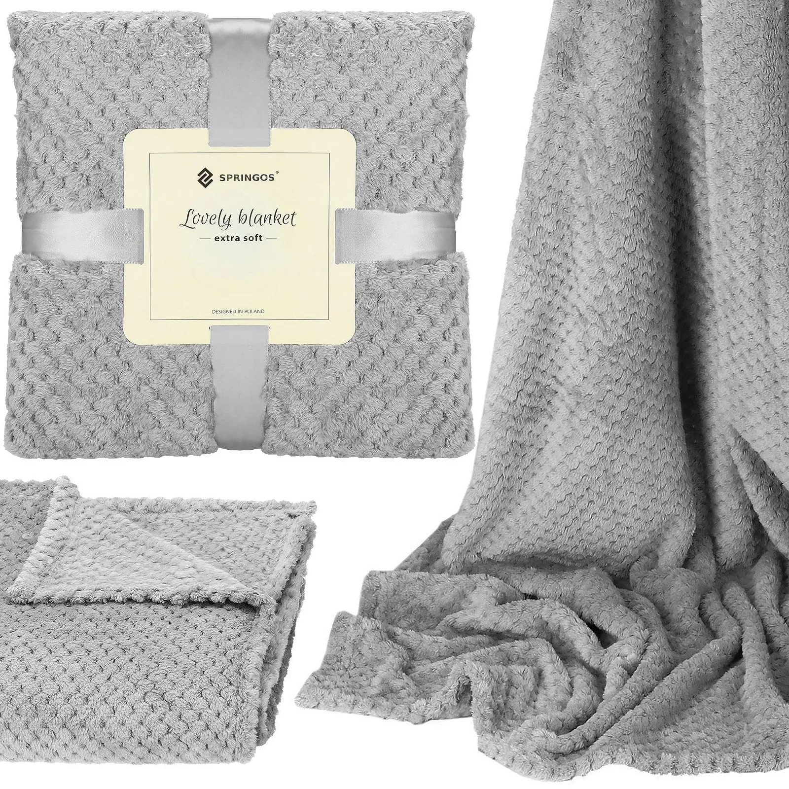 Плед SPRINGOS М'який, товстий 220 x 200 см двосторонній плед з тисненням, фото №2