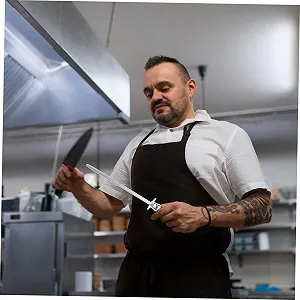 Мусат SOLUSTRE Handy з нержавіючої сталі з ергономічною ручкою професійний synthetic.ua - Фото 1