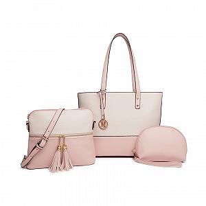 Сумка Miss Lulu Женская Набор из 3 предметов Розовый и Бежевый, L - Фото 1