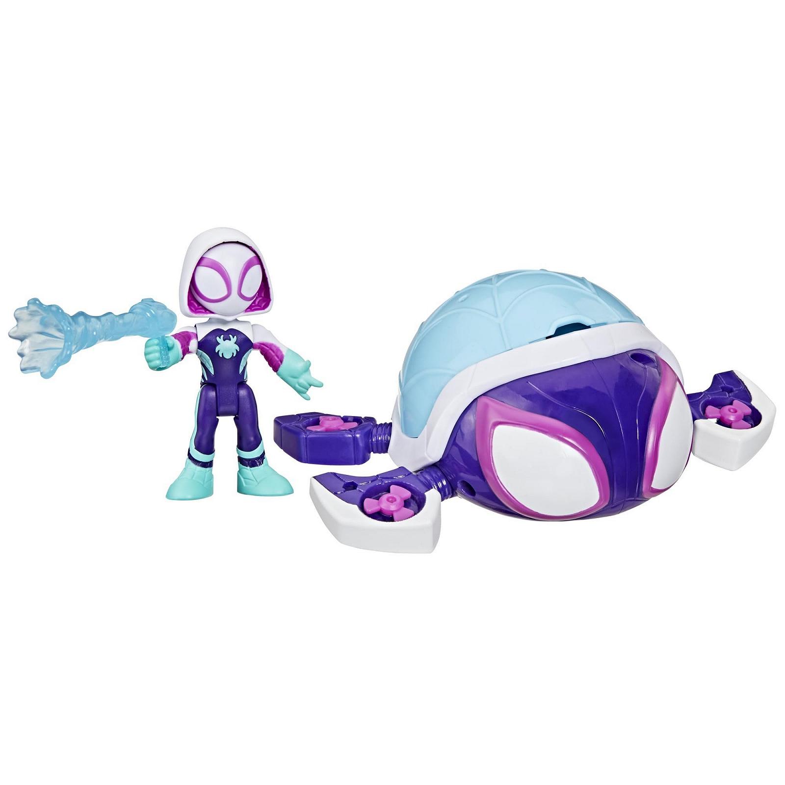 Ігрова фігурка Marvel Spidey and His Super Friends Ghost Spider з транспортним засобом Turtle та очима, що змінюють колір, фото №1
