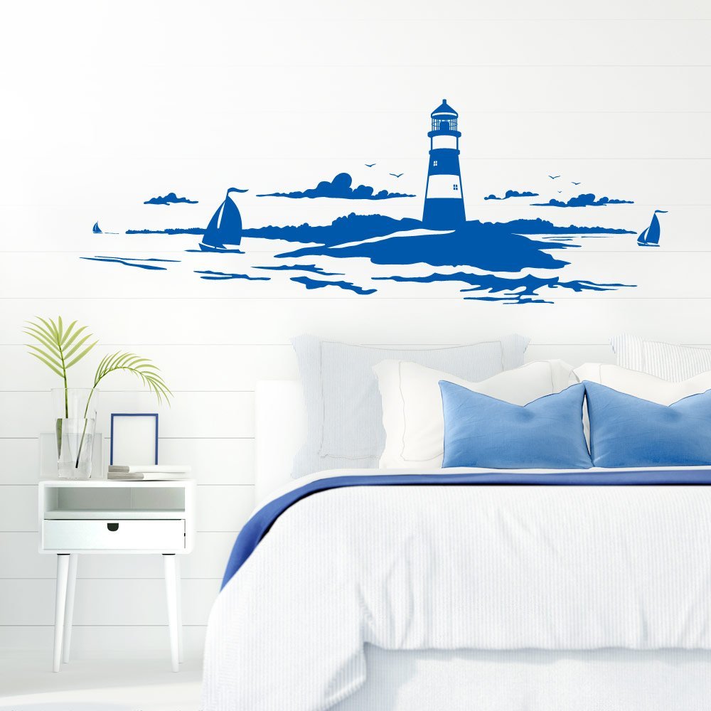 Наклейка на стіну Grandora Skyline Coastal Landscape Lighthouse W974 120 x 42 см Azure Blue, фото №1 Наклейка на стіну Grandora Skyline Coastal Landscape Lighthouse W974 120 x 42 см Azure Blue, фото №1