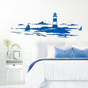 Наклейка на стіну Grandora Skyline Coastal Landscape Lighthouse W974 120 x 42 см Azure Blue - Фото 1