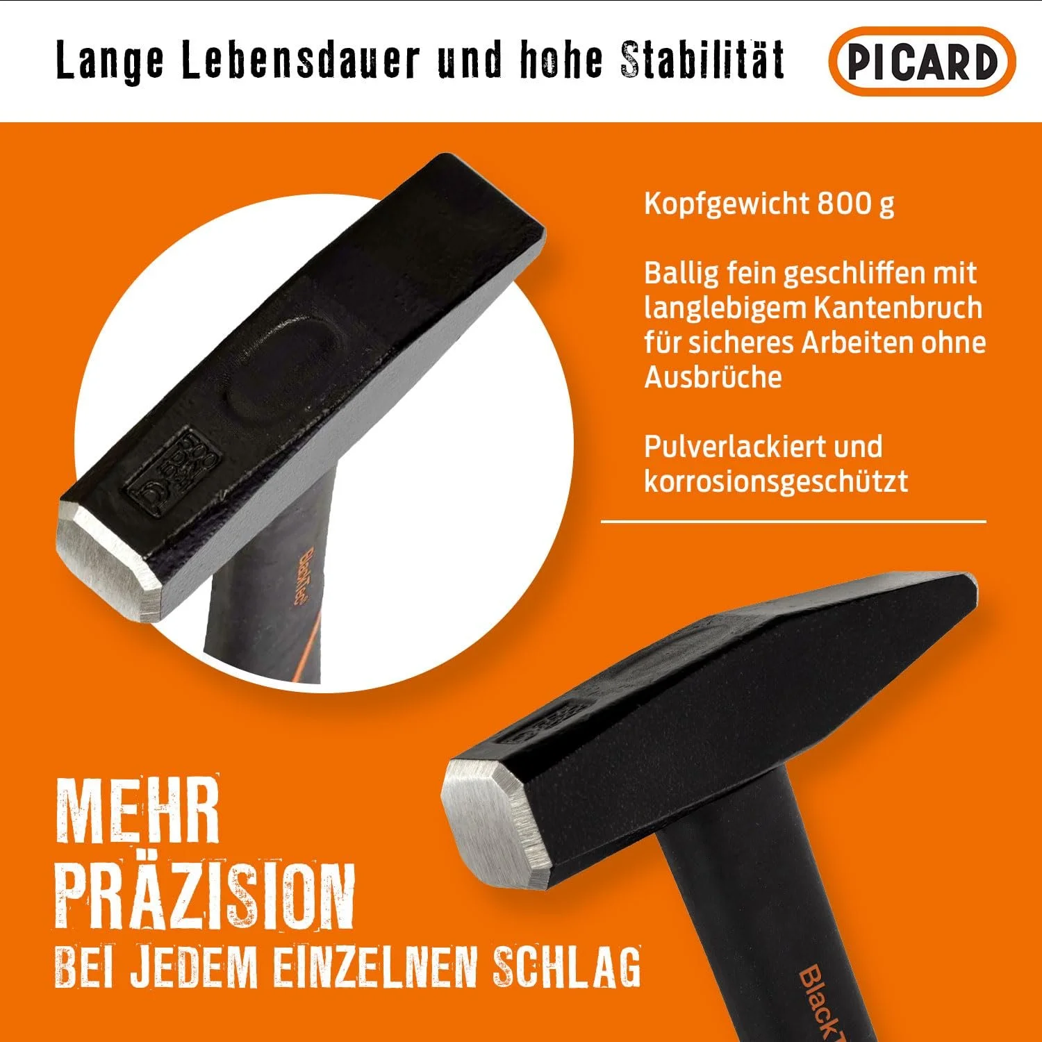 Молоток слесарный/клепальный Picard 0032700-0800 800 г (28 oz) немецкого типа из стекловолокна черный, фото №3 Молоток слесарный/клепальный Picard 0032700-0800 800 г (28 oz) немецкого типа из стекловолокна черный, фото №3