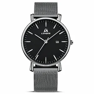 Мужские часы LENQIN LN, нержавеющая сталь, 30M, водонепроницаемые, аналоговые, кварцевые, с датой, модные, для досуга - Фото 1