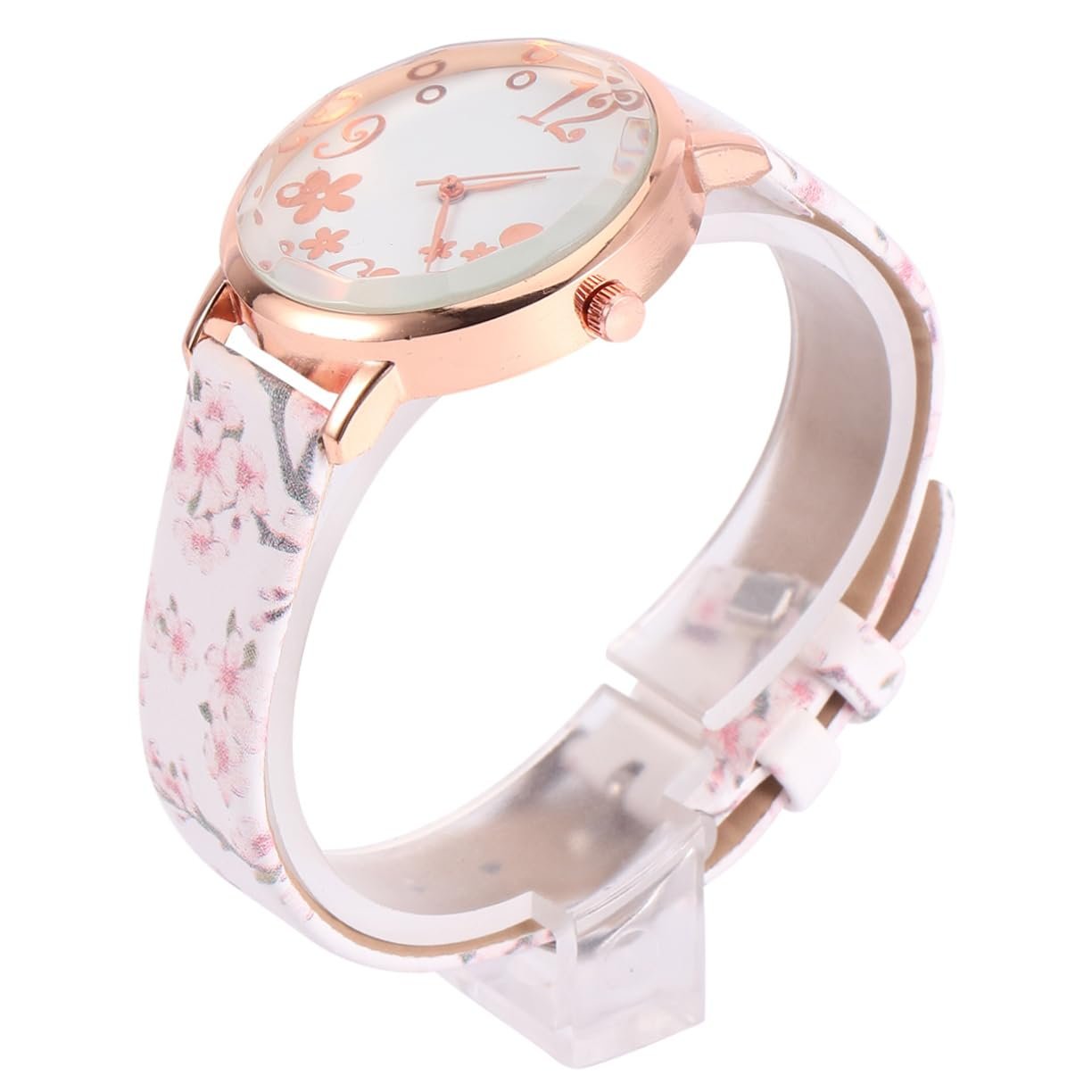 Жіночий наручний годинник PartyKindom з візерунком сливового цвіту, кварцовий годинник з ремінцем і пряжкою, фото №1