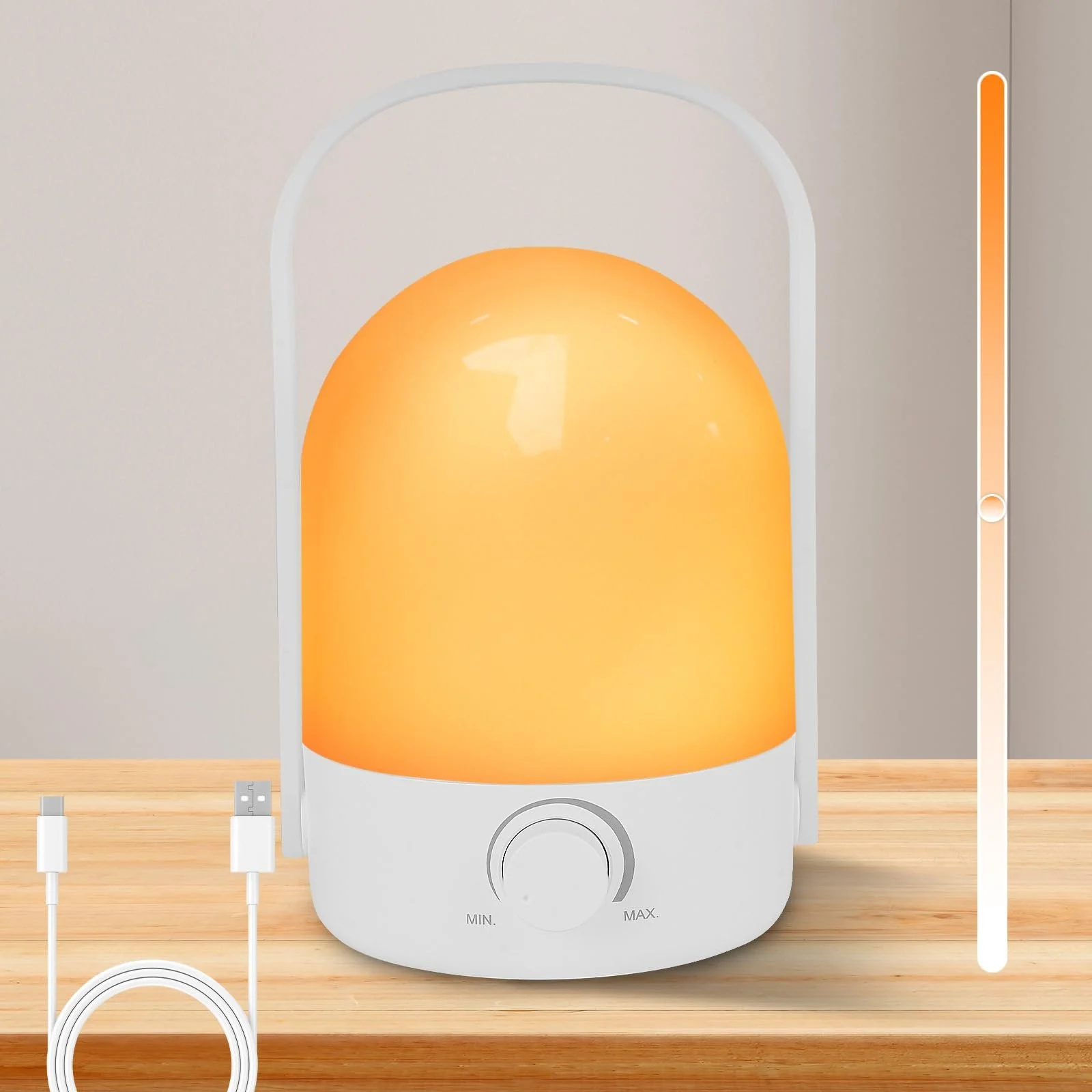 Настільна лампа HOTUT LED бездротова ліхтар з ручкою 360° 2 кольори димер акумуляторна портативна нічник, фото №1