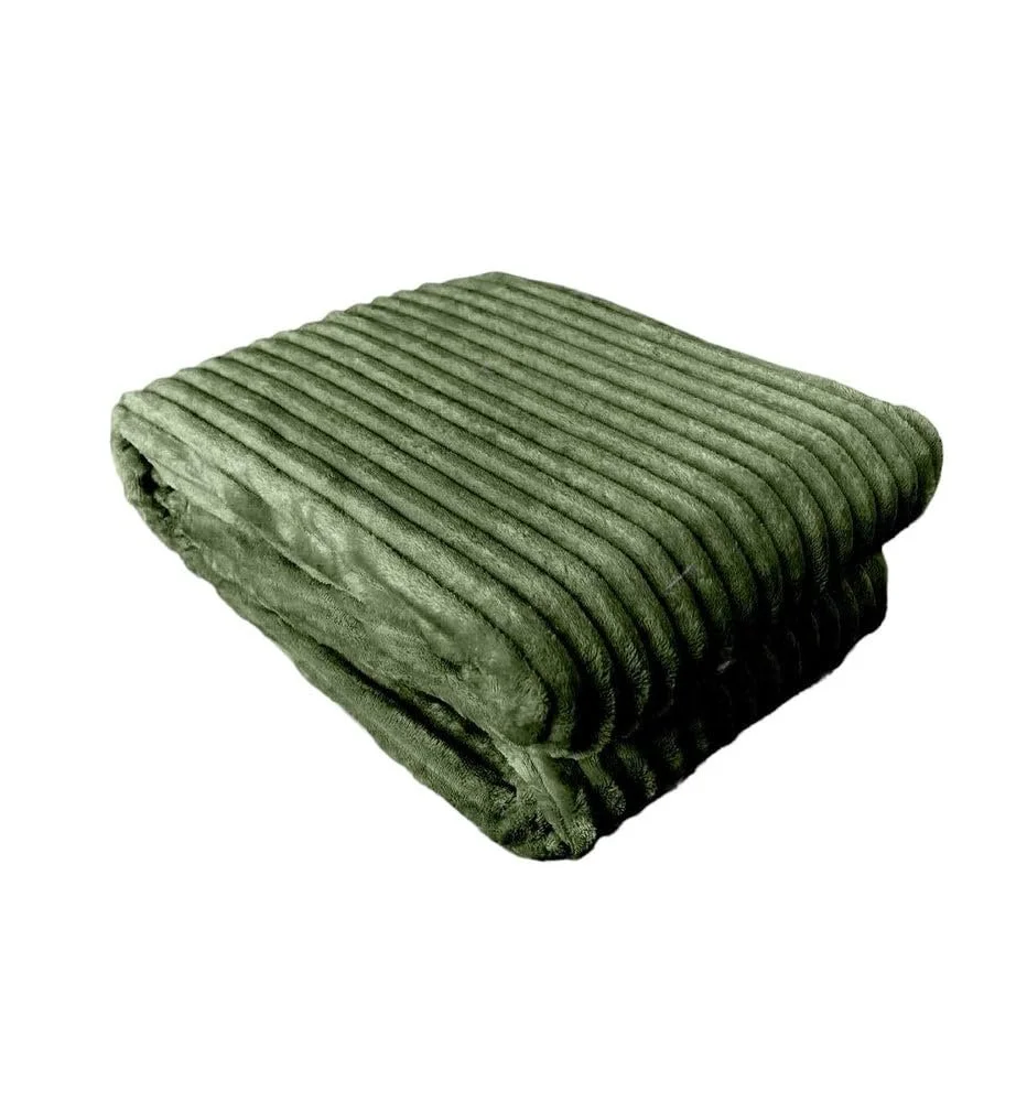 Плед в рубчик 200 x 150 см, покривало з ефектом анти-пілінг, теплий плед для дивану, фото №1