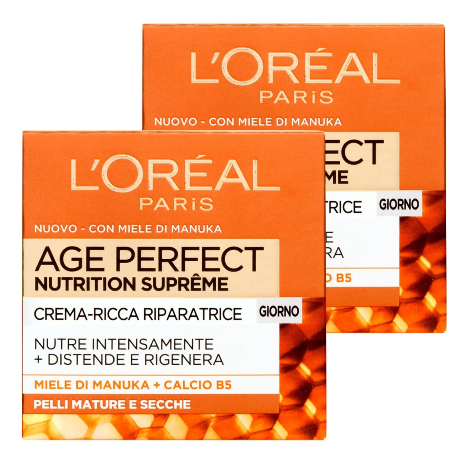 Денний крем L'Oréal Paris Age Perfect Nutrition Suprême Repairing з медом манука та кальцієм B5 для зрілої шкіри 2 x 50 мл, фото №1 Денний крем L'Oréal Paris Age Perfect Nutrition Suprême Repairing з медом манука та кальцієм B5 для зрілої шкіри 2 x 50 мл, фото №1