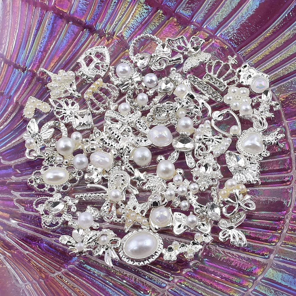 3D Срібло Метелик, квітка, бант, корона, змія, кролик, зірка, Прикраса для нігтів, фото №2