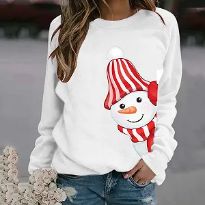 Женский рождественский свитшот с длинными рукавами, принт, повседневная рождественская толстовка с карманом, рождественский джемпер synthetic.ua - Фото 1
