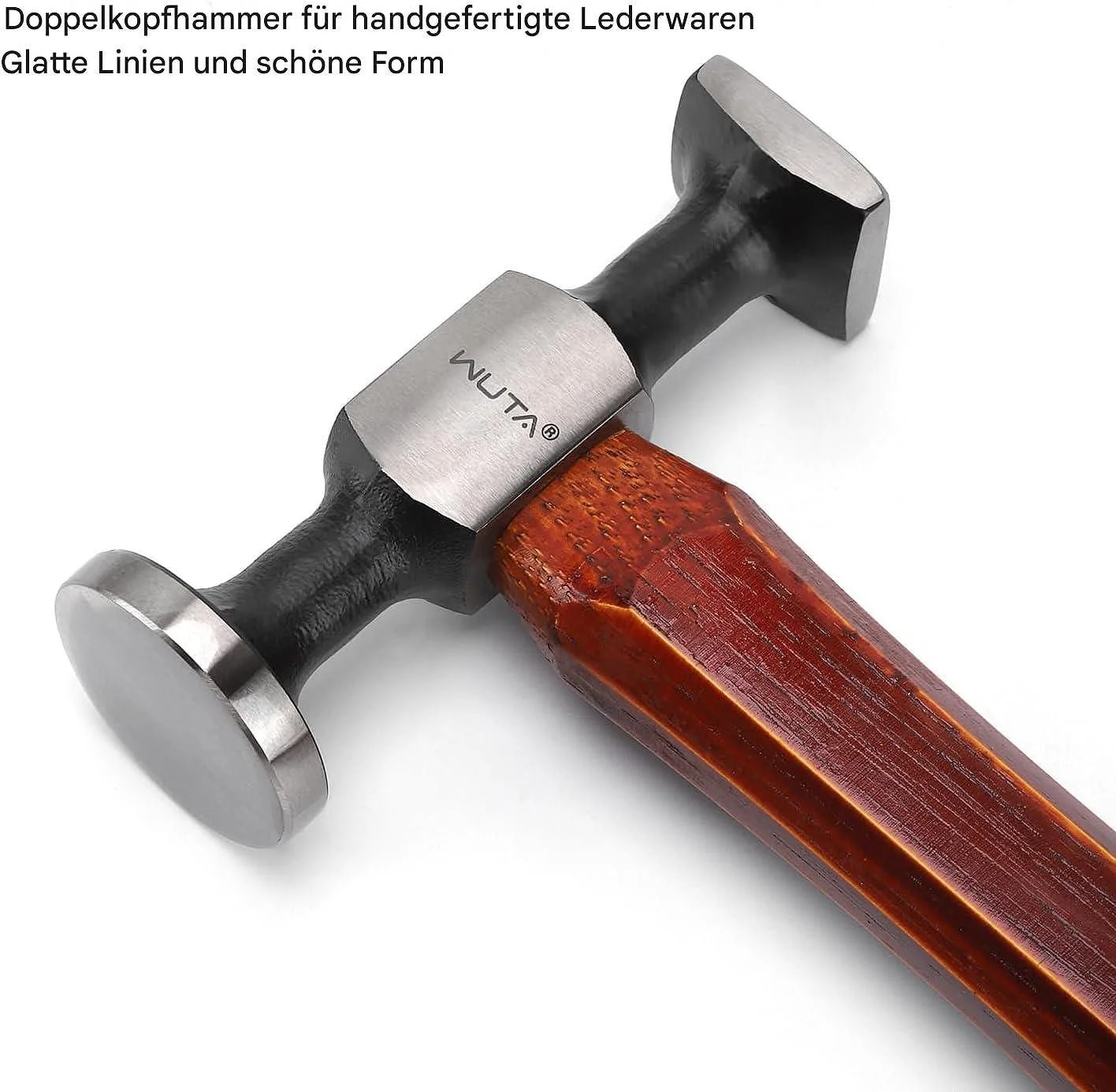 Молоток для кожи WUTA Carbon Steel Walnut Wood Double Headed, фото №2