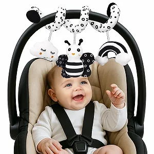 Игрушка для коляски Mexgcom Пчелы, черно-белая - Фото 1