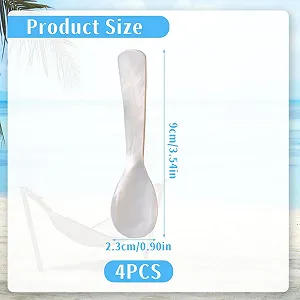 Ложки из ракушек 4 шт, ложка для икры, кофейная ложка, многоразовая ложка, креативная ложка из бисера ручной работы, набор для кухонного стола synthetic.ua - Фото 1