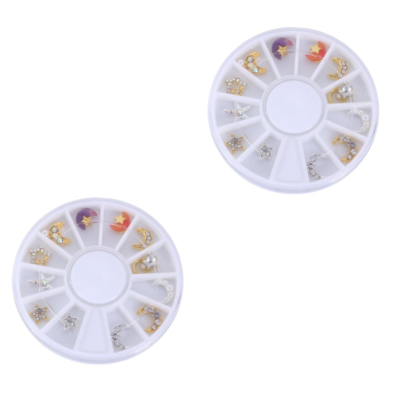 Украшения для ногтей FRCOLOR 24 шт. со стразами и коробкой для хранения заклепки для ногтей для креативного дизайна ногтей, подходят для начинающих, фото №1