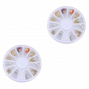 Украшения для ногтей FRCOLOR 24 шт. со стразами и коробкой для хранения заклепки для ногтей для креативного дизайна ногтей, подходят для начинающих - Фото 1