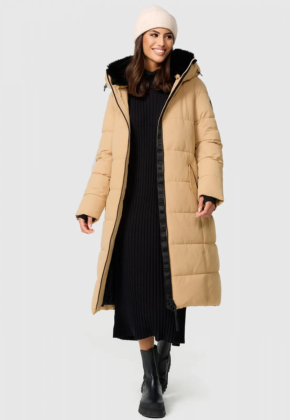 Пальто Marikoo Zuraraa XVI Женское Зимнее Теплое Длинное стеганое пальто со съемным воротником из искусственного меха, фото №5